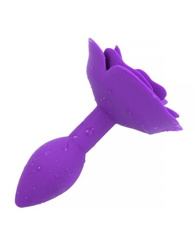 Plug Anal de Silicona con Rosa Púrpura