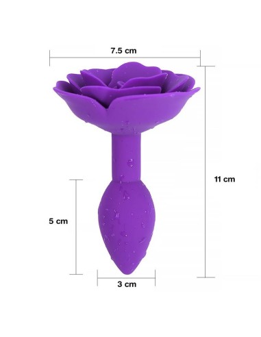 Plug Anal de Silicona con Rosa Púrpura