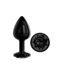 Blackgem Plug Anal Metálico con Joya Color Negro Talla M 2
