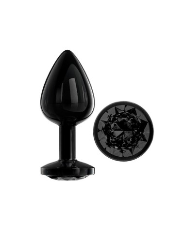 Blackgem Plug Anal Metálico con Joya Color Negro Talla M