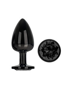 Blackgem Plug Anal Metálico con Joya Negro Talla L 2
