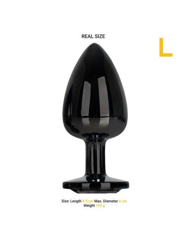 Blackgem Plug Anal Metálico con Joya Negro Talla L