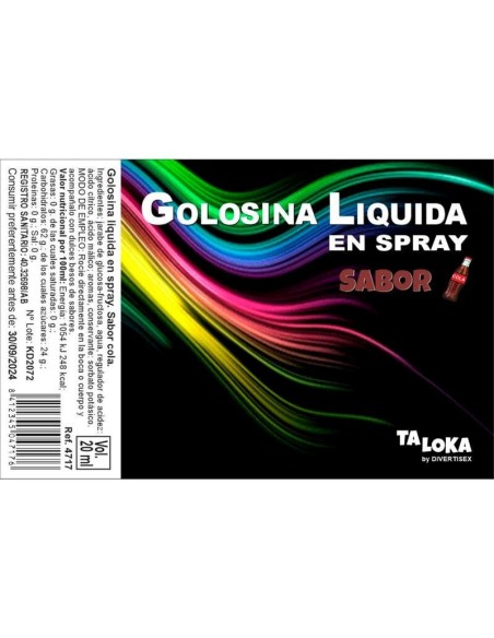 Golosina Líquida en Spray Sabor Cola 20 ml