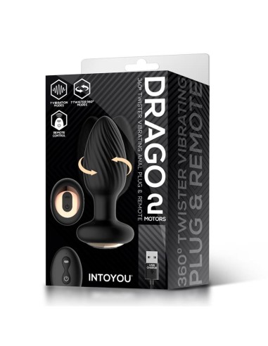 Drago Plug Anal Vibración, Movimiento Twister 360º y Control Remoto