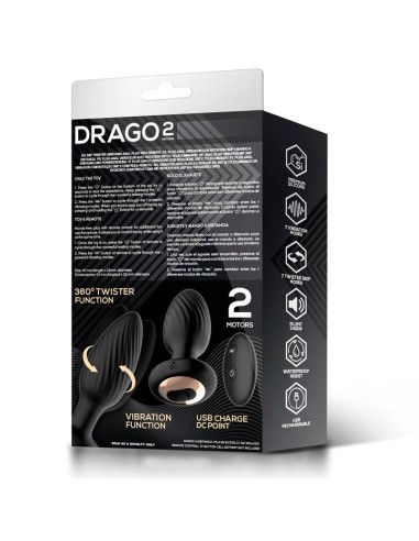 Drago Plug Anal Vibración, Movimiento Twister 360º y Control Remoto