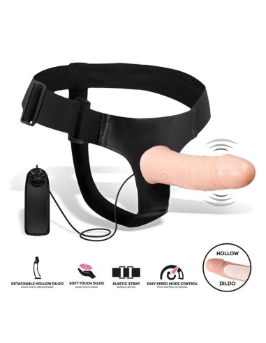 Wobox Arnés con Dildo Hueco Desmontable, Vibración y Control Remoto