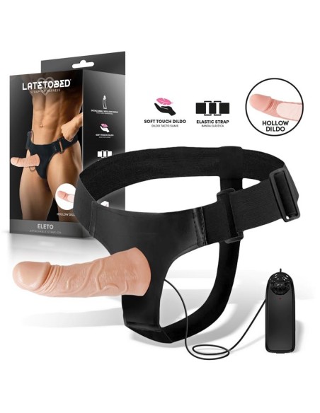 Eleto Arnés con Dildo Hueco Desmontable, Vibración y Control Remoto