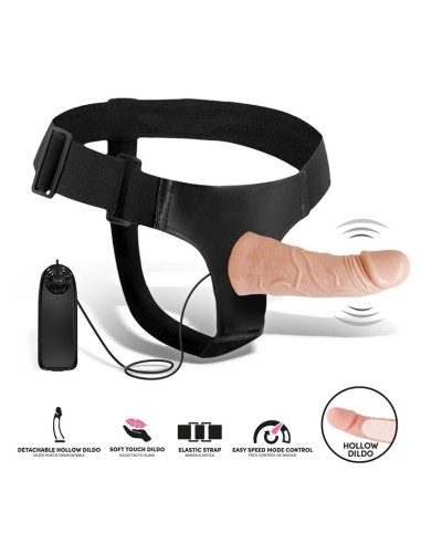 Eleto Arnés con Dildo Hueco Desmontable, Vibración y Control Remoto