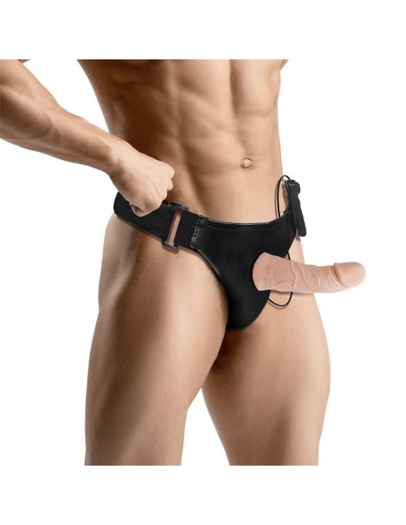 Eleto Arnés con Dildo Hueco Desmontable, Vibración y Control Remoto