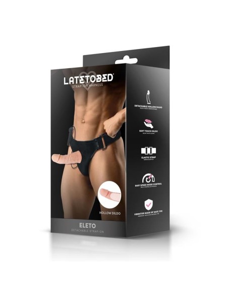 Eleto Arnés con Dildo Hueco Desmontable, Vibración y Control Remoto