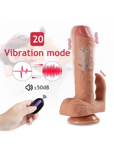 Austin Dildo con 20 Modos de Vibración y Estimulador de Clítoris