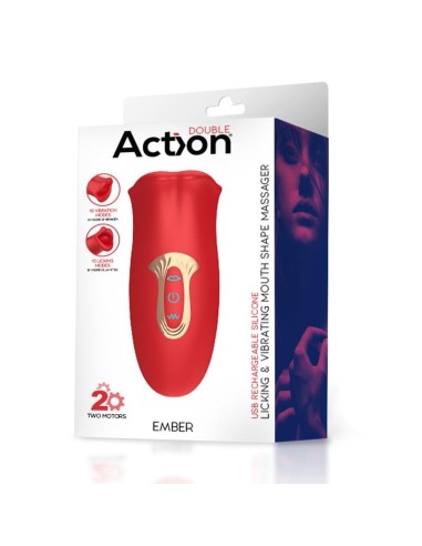Ember Masajeador Forma Boca con Lameteo y Vibración USB Silicona