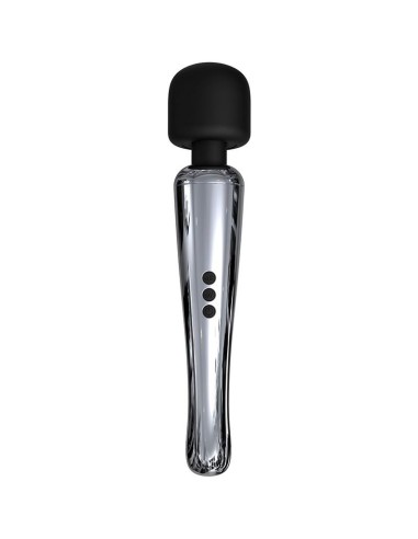 Silvery Wand Masajeador High-Tech Súper Potente Inalámbrico USB Color Cromo Silicona
