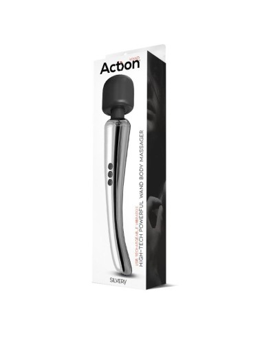 Silvery Wand Masajeador High-Tech Súper Potente Inalámbrico USB Color Cromo Silicona