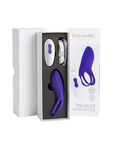 Anillo Vibrador Doble con control remoto SNUGLER - Purple
