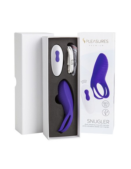 Anillo Vibrador Doble con control remoto SNUGLER - Purple