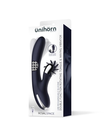 Royalspace Vibrador con Lenguas Estimuladoras y Bolas Internas 360º Azul