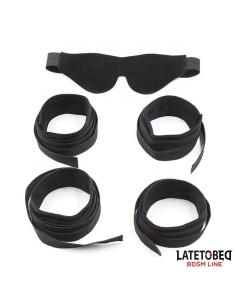 Set de Resticciones 3 Piezas Antifaz, Esposas Muñecas y Tobillos Ajustables