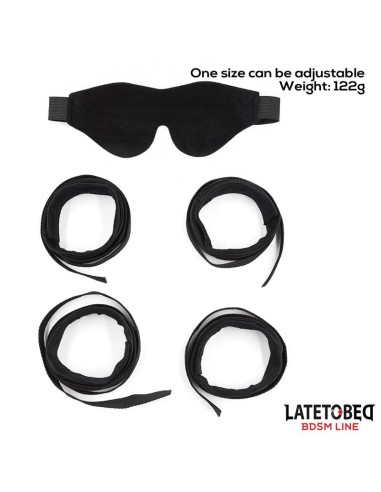 Set de Resticciones 3 Piezas Antifaz, Esposas Muñecas y Tobillos Ajustables