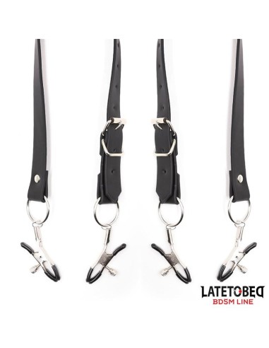 Correas de Bondage para Piernas con Pinzas para Clítoris