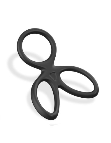 Anillo Triple Pene y Testículos Silicona Líquida Flexible