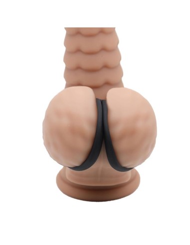 Anillo Triple Pene y Testículos Silicona Líquida Flexible