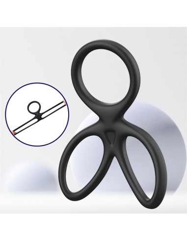 Anillo Triple Pene y Testículos Silicona Líquida Flexible