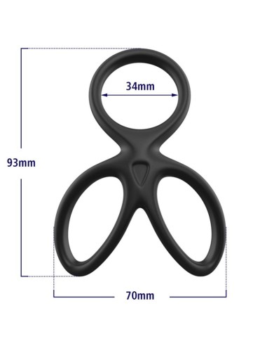 Anillo Triple Pene y Testículos Silicona Líquida Flexible