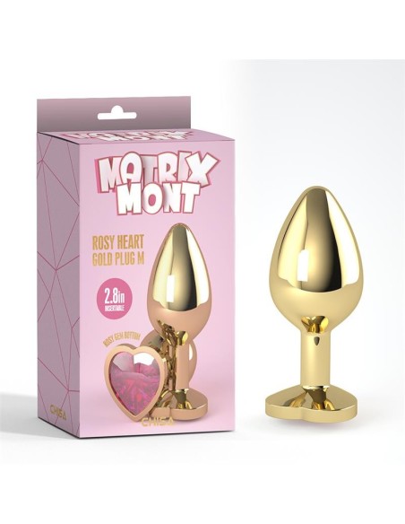 Rosy Heart Plug Anal dorado con Joya Talla M