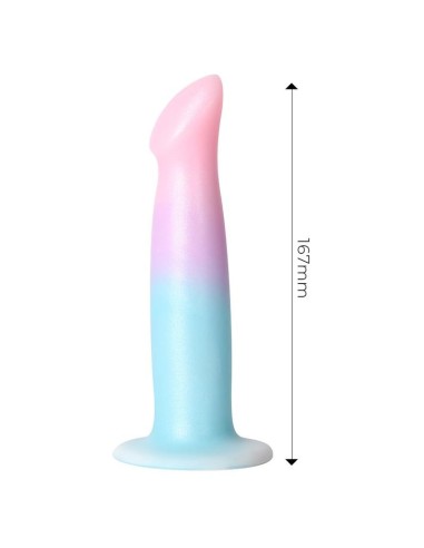 Dildo con Vibración Silicona Líquida Color Degradado y Ventosa 17 cm