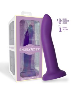 Dildo que Cambia de Color Púpura a Rosa Talla L Silicona Líquida 21 cm