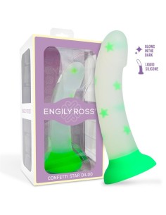 Dildo que Brilla en la Oscuridad Confetti Star Silicona Líquida 17 cm