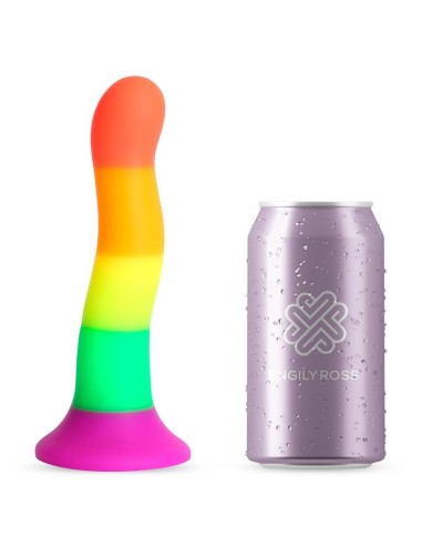 Dildo Silicona Líquida Color Arcoiris 18 cm