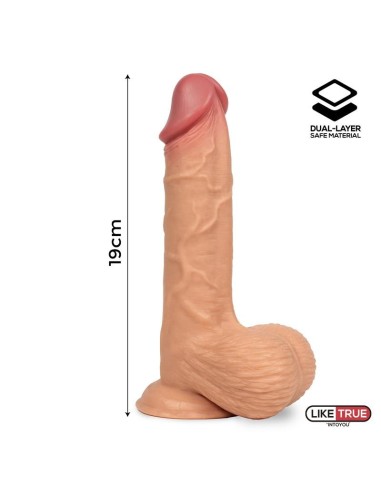 Fentok Dildo Realista Testículos Completos Dual Layer Retractil 7.5