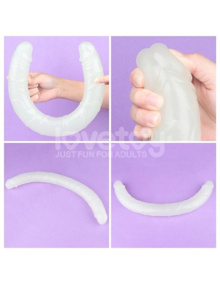 Dildo Doble Lumino Luz Azul 18.5