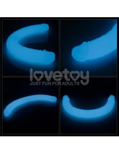Dildo Doble Lumino Luz Azul 18.5 2