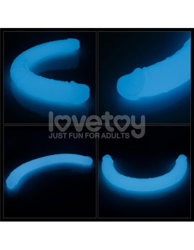 Dildo Doble Lumino Luz Azul 18.5