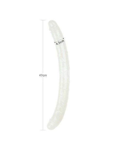Dildo Doble Lumino Luz Azul 18.5
