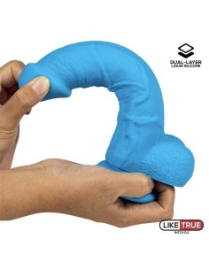 Dildo Realista Silicona Líquida Dual Layer 8 Azul 2