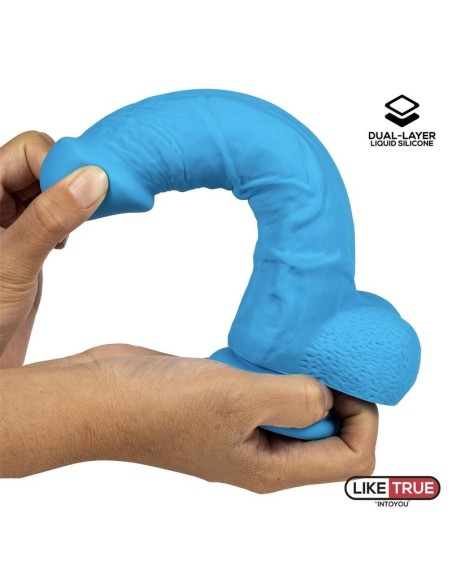 Dildo Realista Silicona Líquida Dual Layer 8 Azul