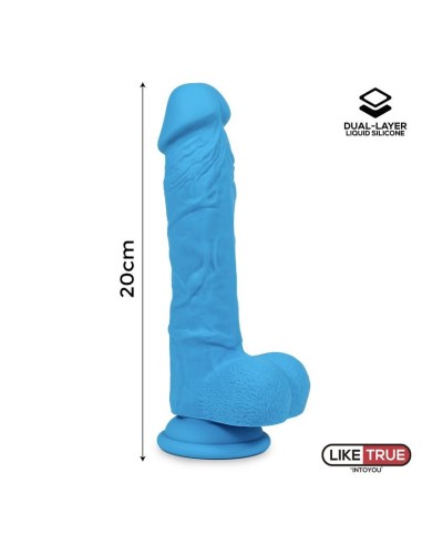 Dildo Realista Silicona Líquida Dual Layer 8 Azul