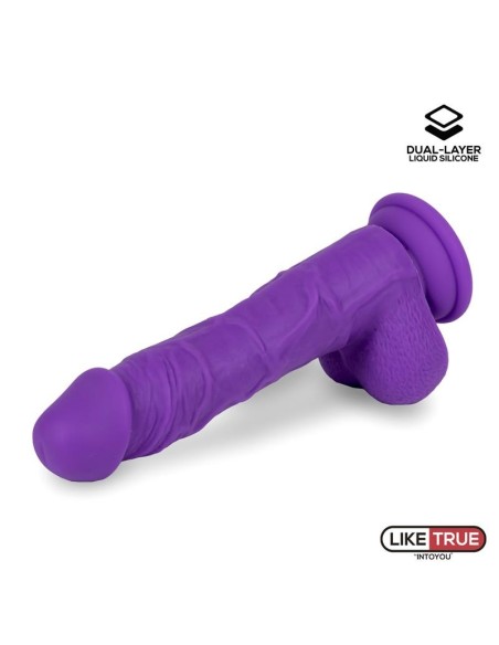 Dildo Realista Silicona Líquida Dual Layer 8 Púrpura