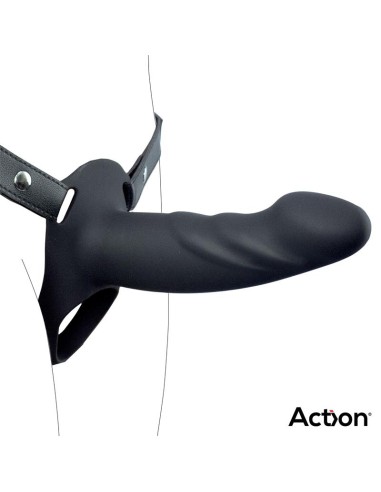 Arnés Strap-on con Dildo Hueco Silicona Premium Talla L Negro