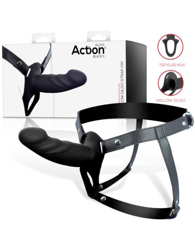 Arnés Strap-On con Dildo Hueco Silicona Premium Talla S Negro