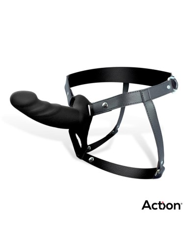 Arnés Strap-On con Dildo Hueco Silicona Premium Talla S Negro