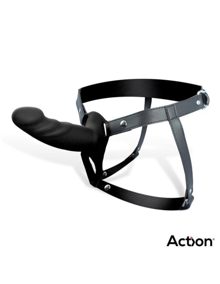 Arnés Strap-On con Dildo Hueco Silicona Premium Talla S Negro