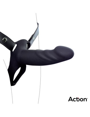 Arnés Strap-On con Dildo Hueco Silicona Premium Talla S Negro