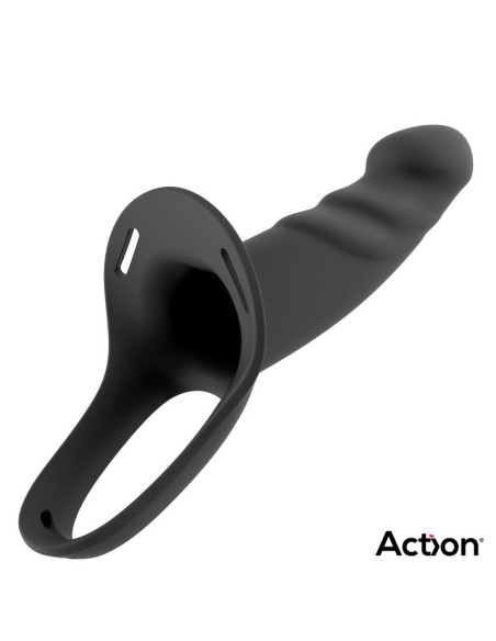 Arnés Strap-On con Dildo Hueco Silicona Premium Talla S Negro