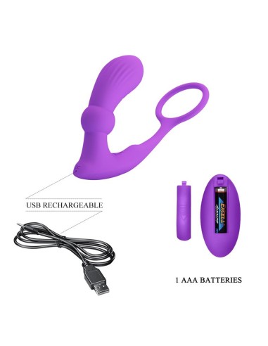 Warren Plug Anal y Anillo para el Pene con Vibración y Pulsación a Control Remoto