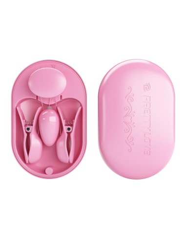 Surprise Box Huevo Vibrador y Pinzas para Pezones con Electro Estimulación Rosa